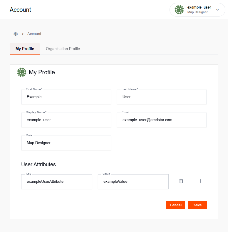 My Profile tab with user details