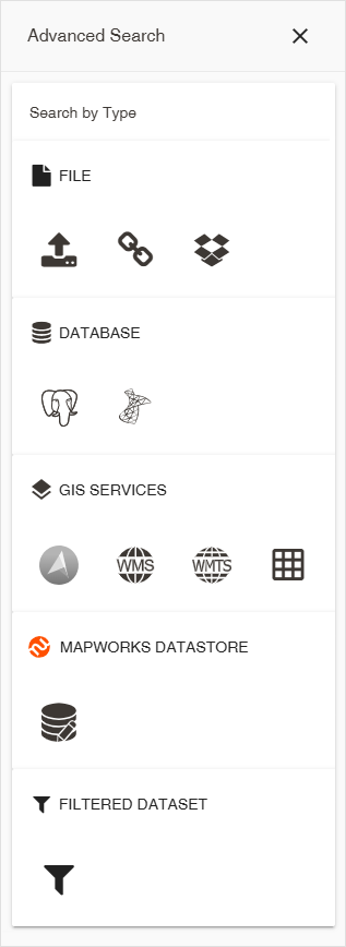 Advanced search filter for dataset type