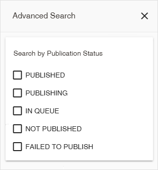 Advanced search filter for publication status