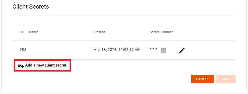 M2M Add Client Secret