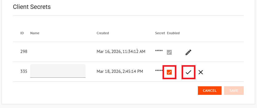M2M Edit Client Secret