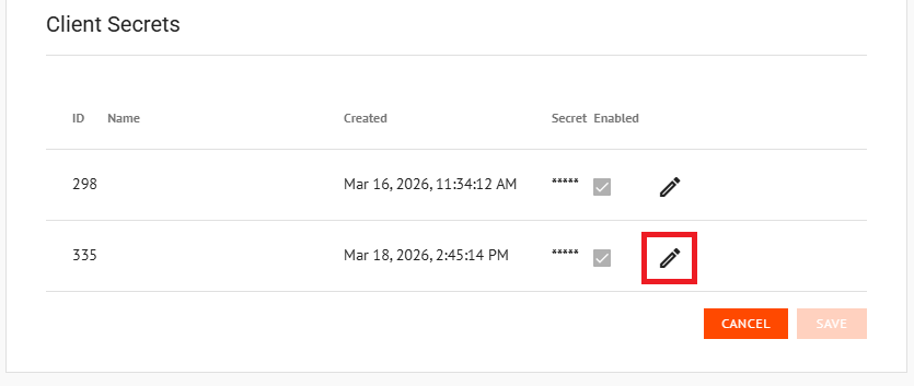 M2M Edit Client Secret