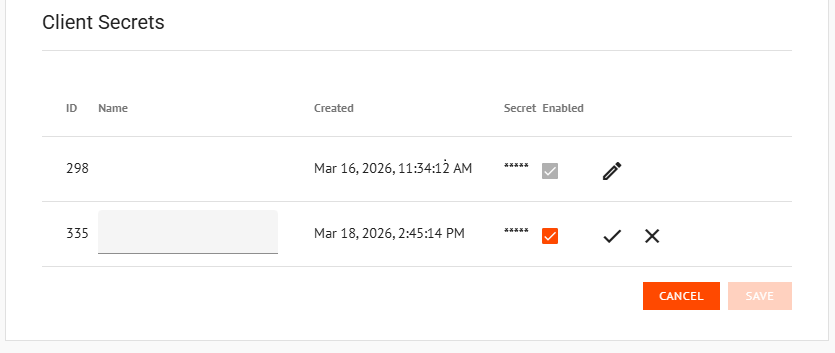 M2M Edit Client Secret