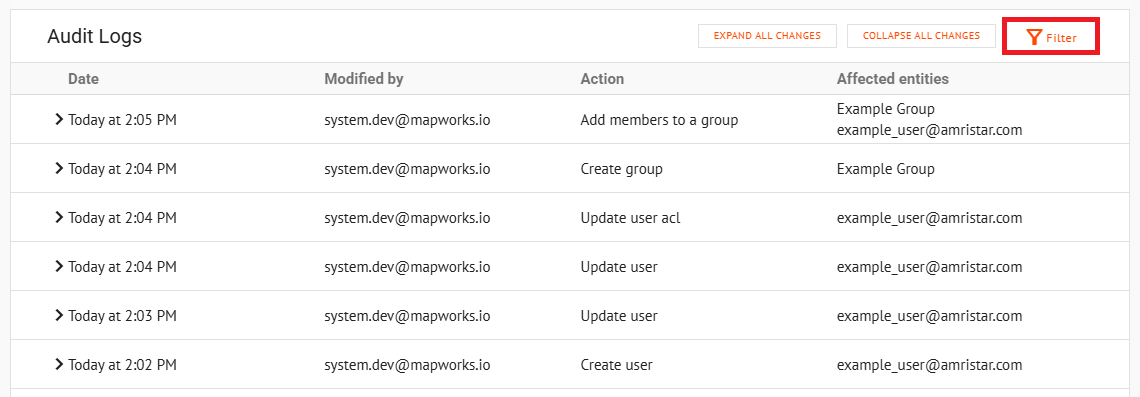 Audit Log filters1