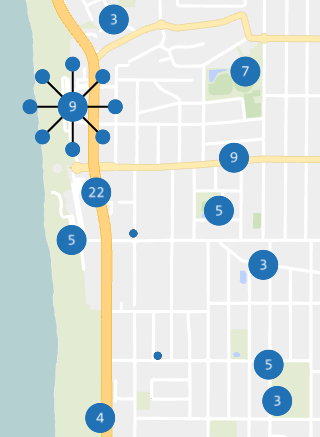 Example of a cluster with its points fanned out 