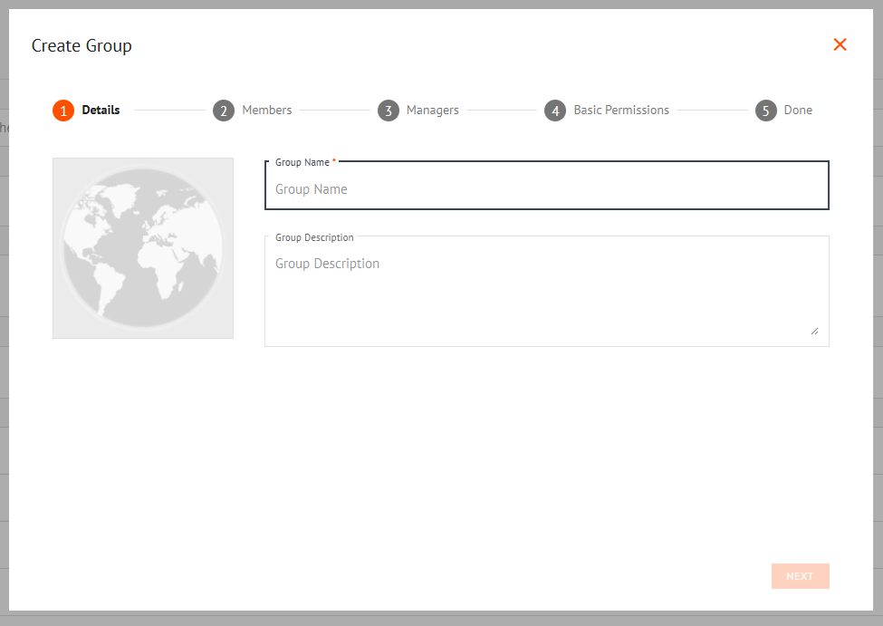 create group popup