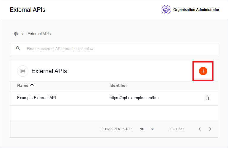 Add External API button