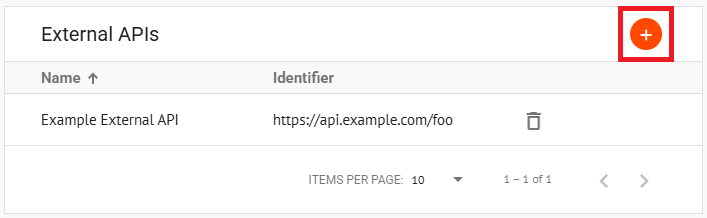 Add External API button