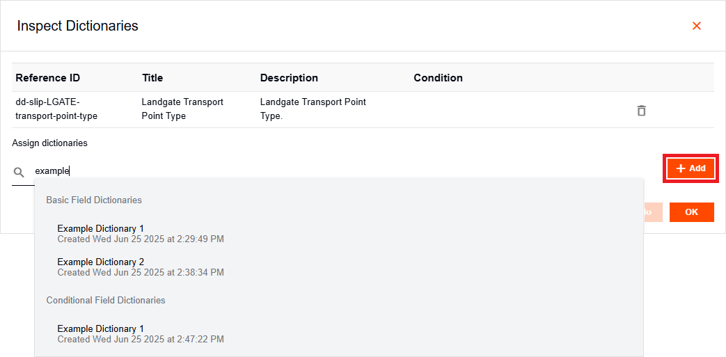 Inspect Field Dictionary dialog for a dataset field