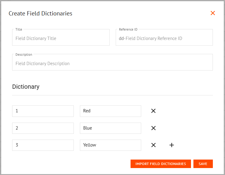 Field Dictionaries settings