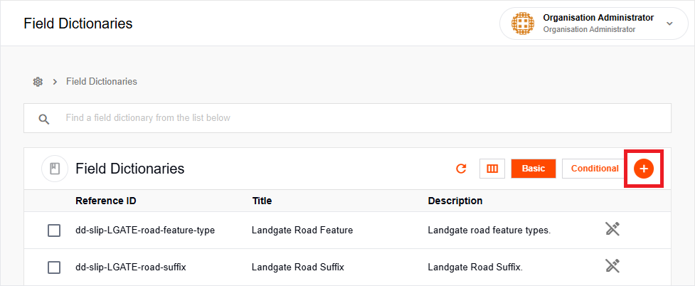Create Field Dictionaries button
