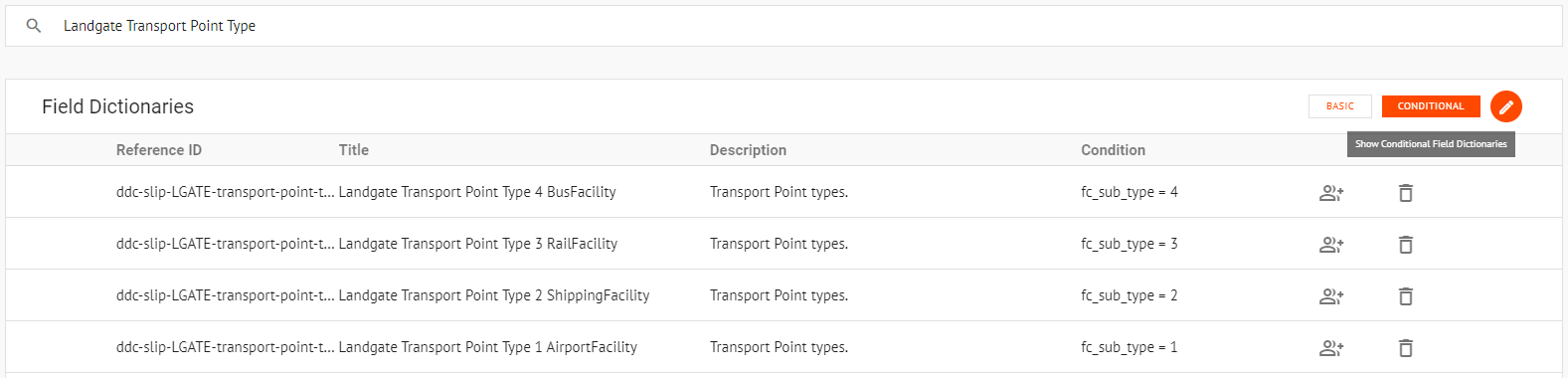 Field Dictionaries settings