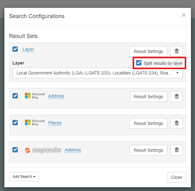 Full Text Search Split Results by Layer