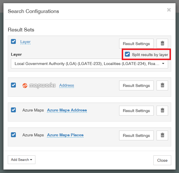 Full Text Search Split Results by Layer