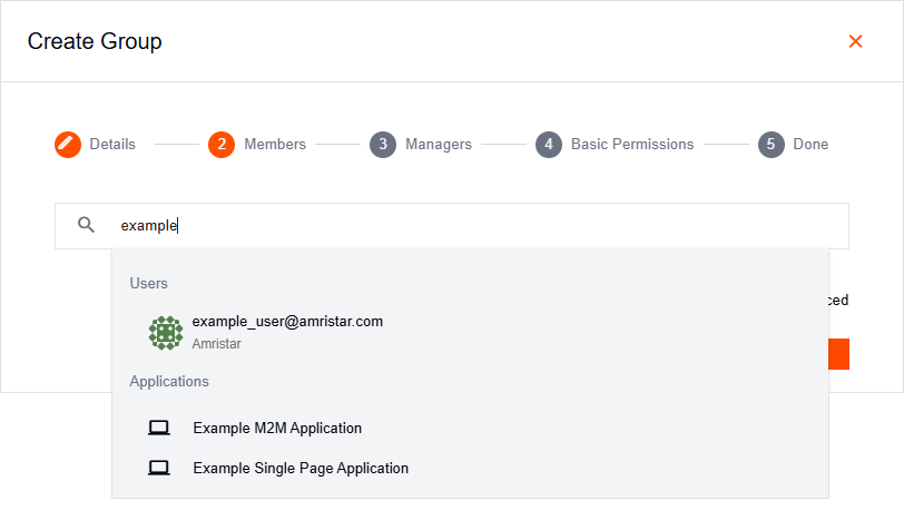 Create Group dialog on the Members tab