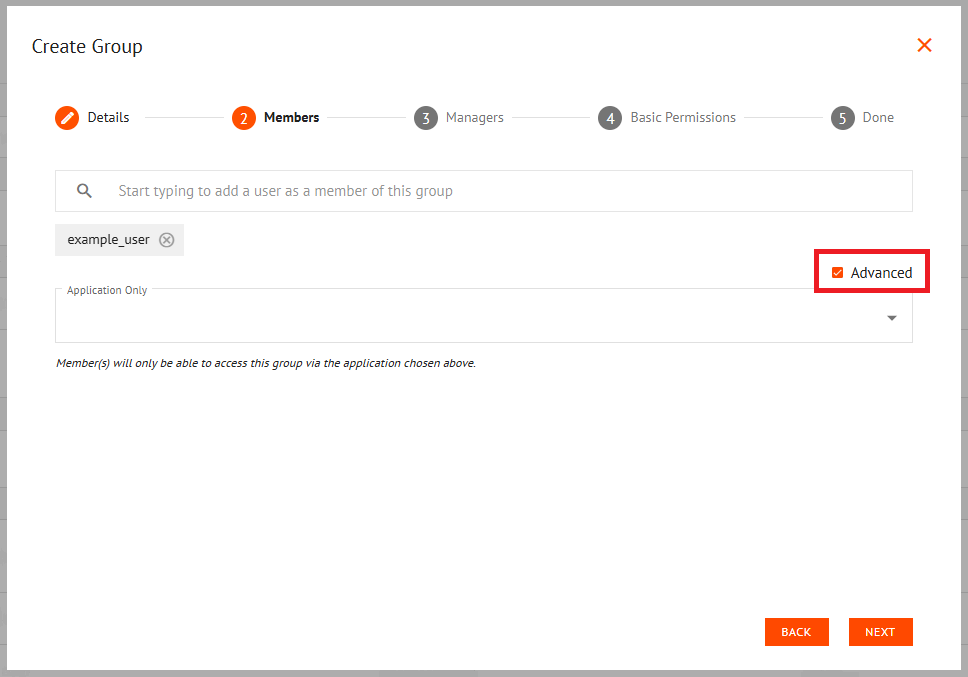 Create Group Wizard Members Tab Advanced