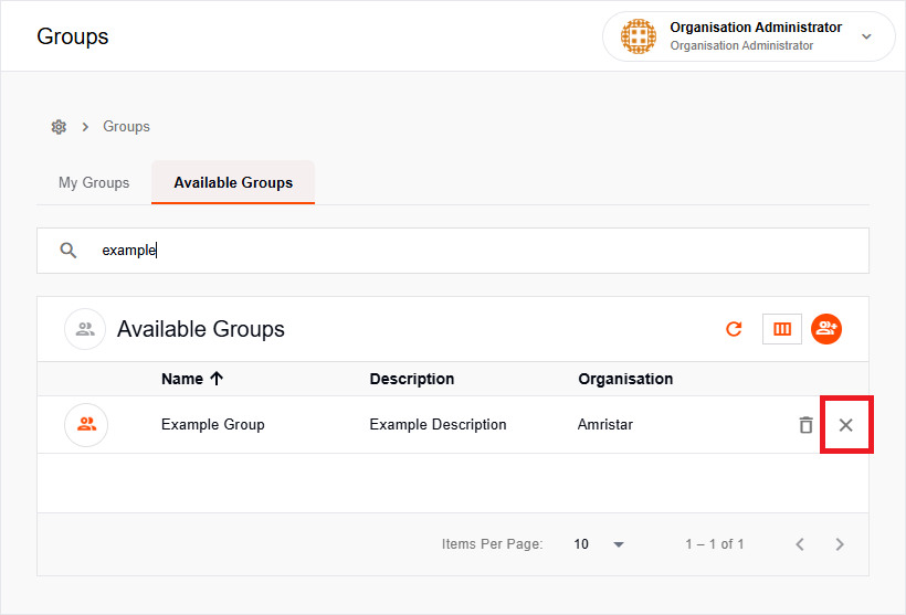 My Groups list with Leave Group button
