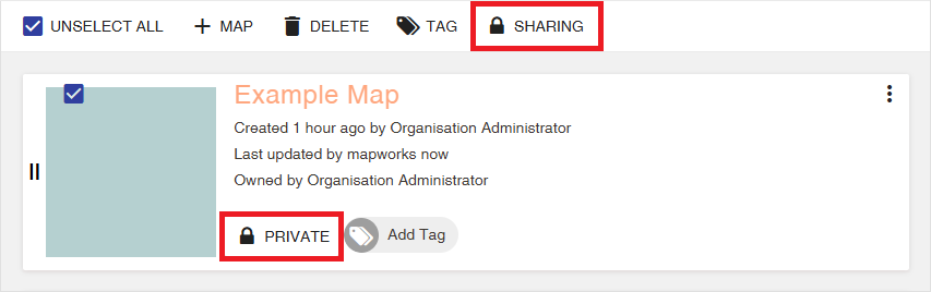 Sharing controls in Mapworks UI