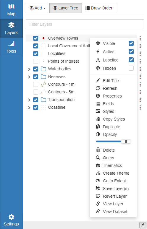 Layer Selector Right-Click Options