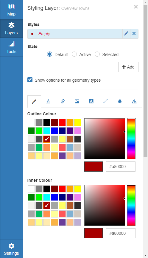 Layer styles menu