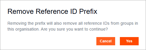 Organisation profile showing reference ID prefix removal