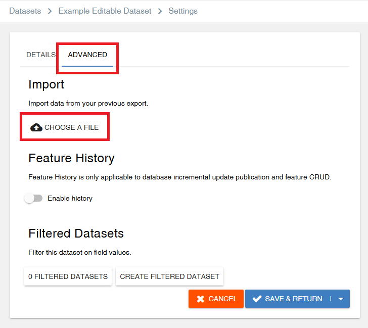 Restore Editable Dataset