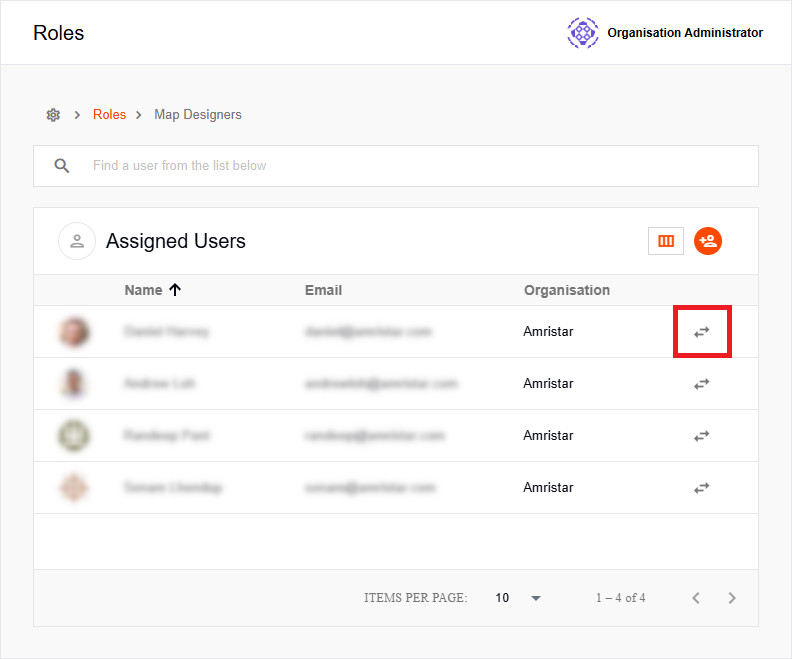 Switch user role button for App User and Map Designer