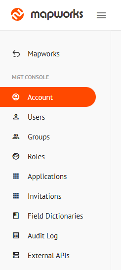 Account Tab in the side navigation bar