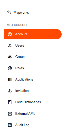 Account tab in the side navigation