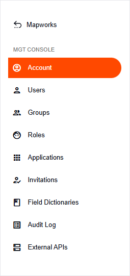Account tab in the side navigation