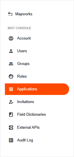 Applications tab in the side navigation