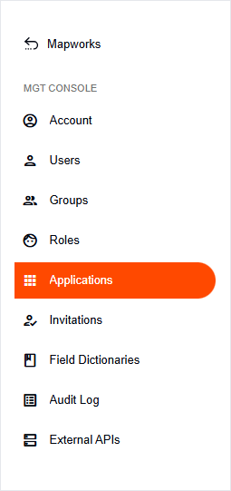 Applications tab in the side navigation
