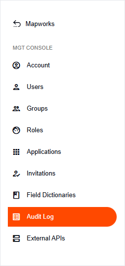 Audit Log tab in the side navigation