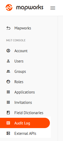 Audit Log Tab in the side navigation bar