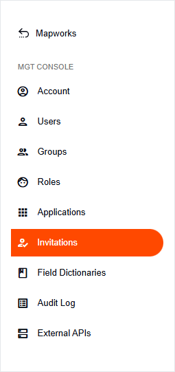 Invitations tab in the side navigation
