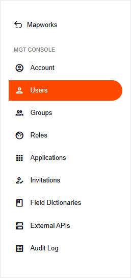 Users tab in the side navigation