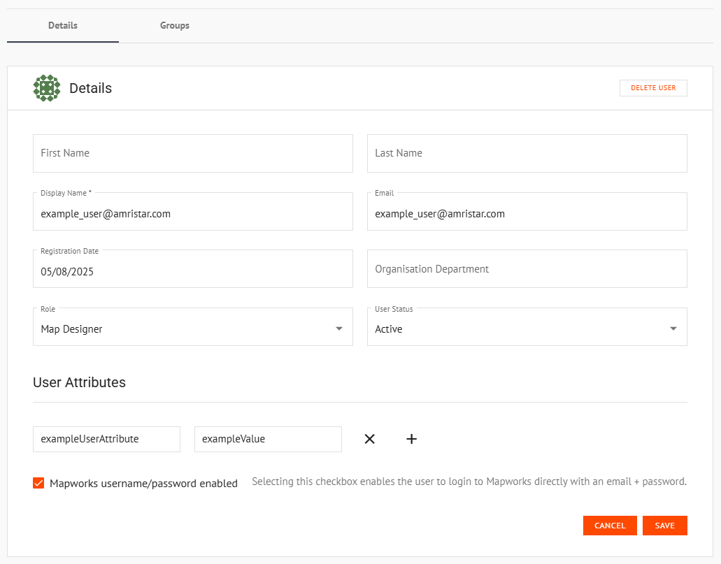 User Details Tab