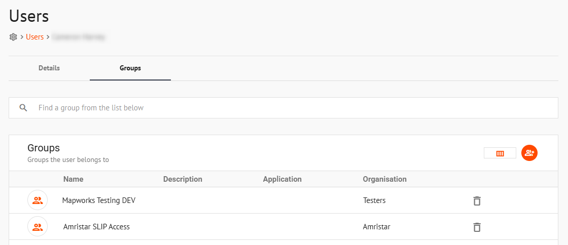 User Groups tab